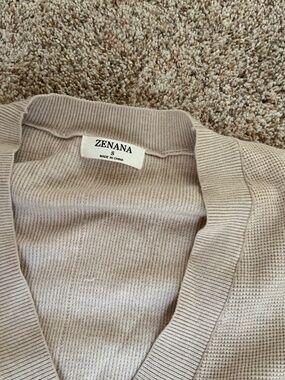 Cream Zenana cardigan sweater with crystal buttons